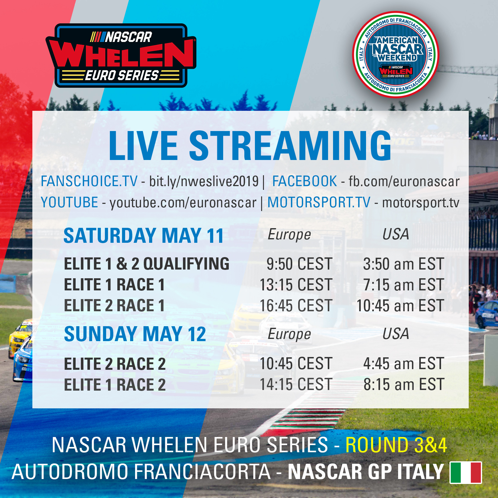 Streaming Schedule Square Franciacorta 2019