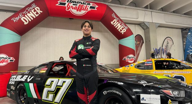 Visit Double V Racing signs newcomer Simone Giussani for EuroNASCAR 2 page